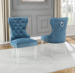 Beata 2 Teal Fabric/Clear Acrylic Side Chairs