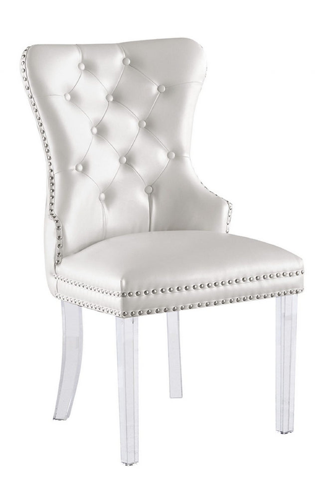 Beata 2 White Faux Leather/Clear Acryl Side Chairs