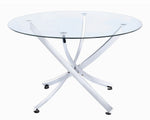 Beckham 5Pc Chrome Metal/White Leatherette Dining Table Set