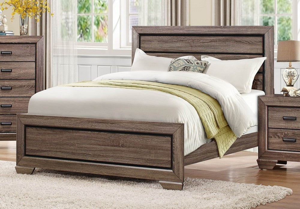 Beechnut Light Elm Wood Queen Panel Bed