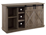 Bellona Gray Wood TV Stand with 2 Sliding Barn Doors