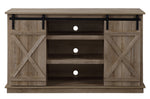 Bellona Gray Wood TV Stand with 2 Sliding Barn Doors