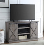 Bellona Oak Wood TV Stand with 2 Sliding Barn Doors