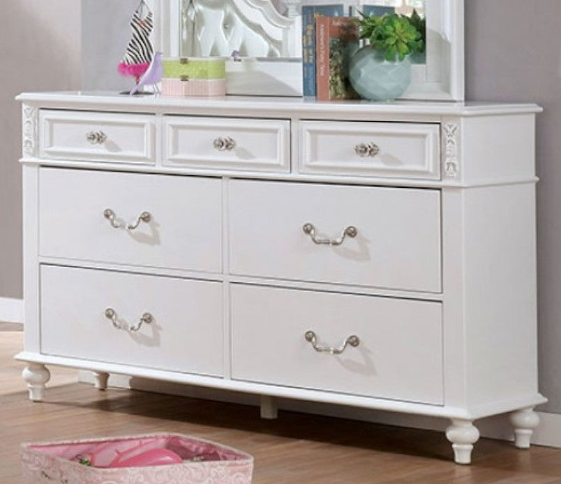 Belva White Wood 7-Drawer Dresser