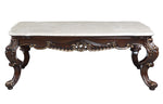 Benbek Antique Oak Wood Coffee Table with Marble Top