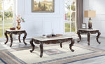 Benbek Antique Oak Wood Coffee Table with Marble Top