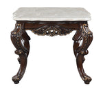 Benbek Antique Oak Wood End Table with Marble Top