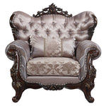 Benbek Neutral Fabric/Antique Oak Wood Chair