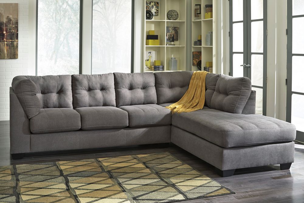 Maier 2-Pc Charcoal Fabric RAF Sectional Sofa