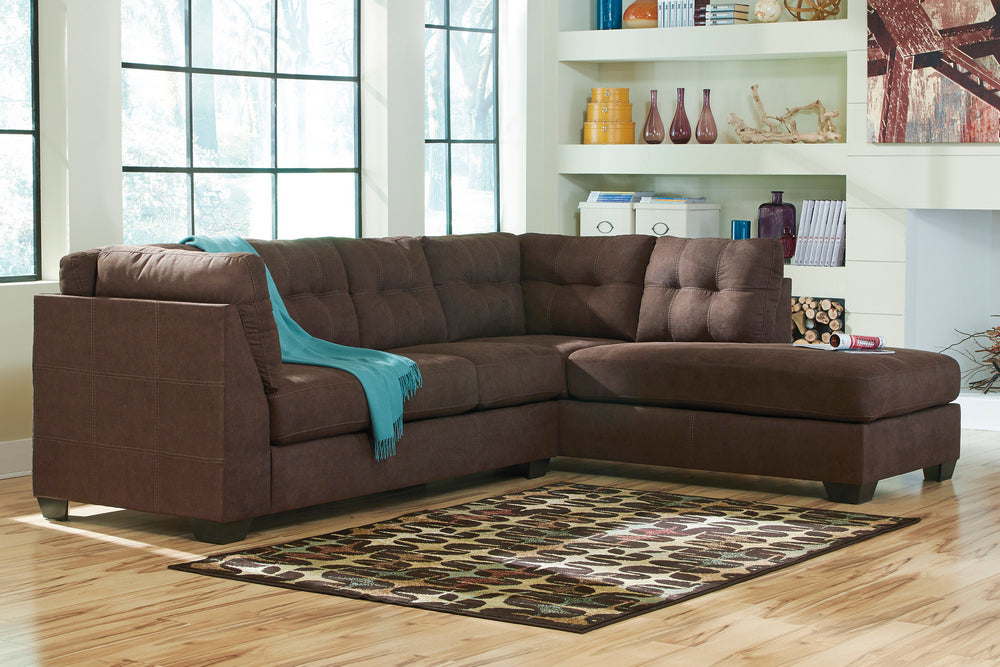 Maier 2-Pc Walnut Fabric RAF Sectional Sofa