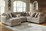 Pantomine 4-Pc Driftwood Fabric Sectional with Armless Loveseat & LAF Chaise