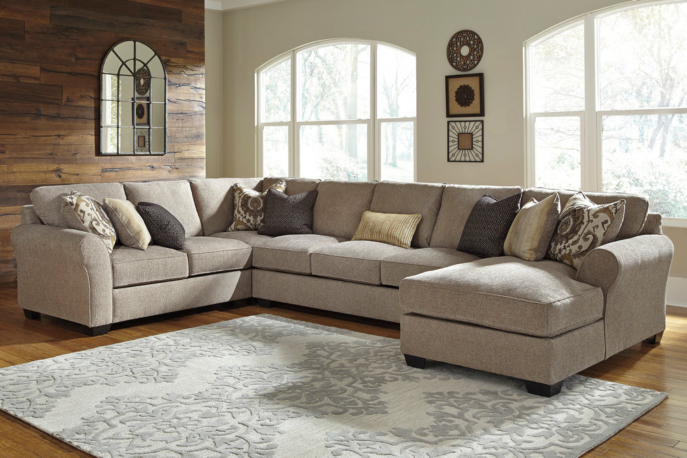 Pantomine 4-Pc Driftwood Fabric Sectional with Armless Sofa & RAF Chaise