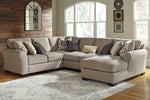 Pantomine 4-Pc Driftwood Fabric Sectional with Armless Loveseat & RAF Chaise