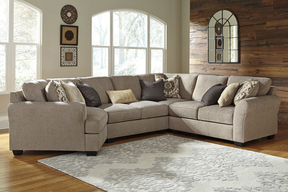 Pantomine 4-Pc Driftwood Fabric Sectional with Armless Loveseat & LAF Cuddler