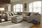 Pantomine 4-Pc Driftwood Fabric Sectional with Armless Loveseat & RAF Cuddler