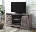 Bennet Gray Wood TV Stand with 2 Sliding Barn Doors