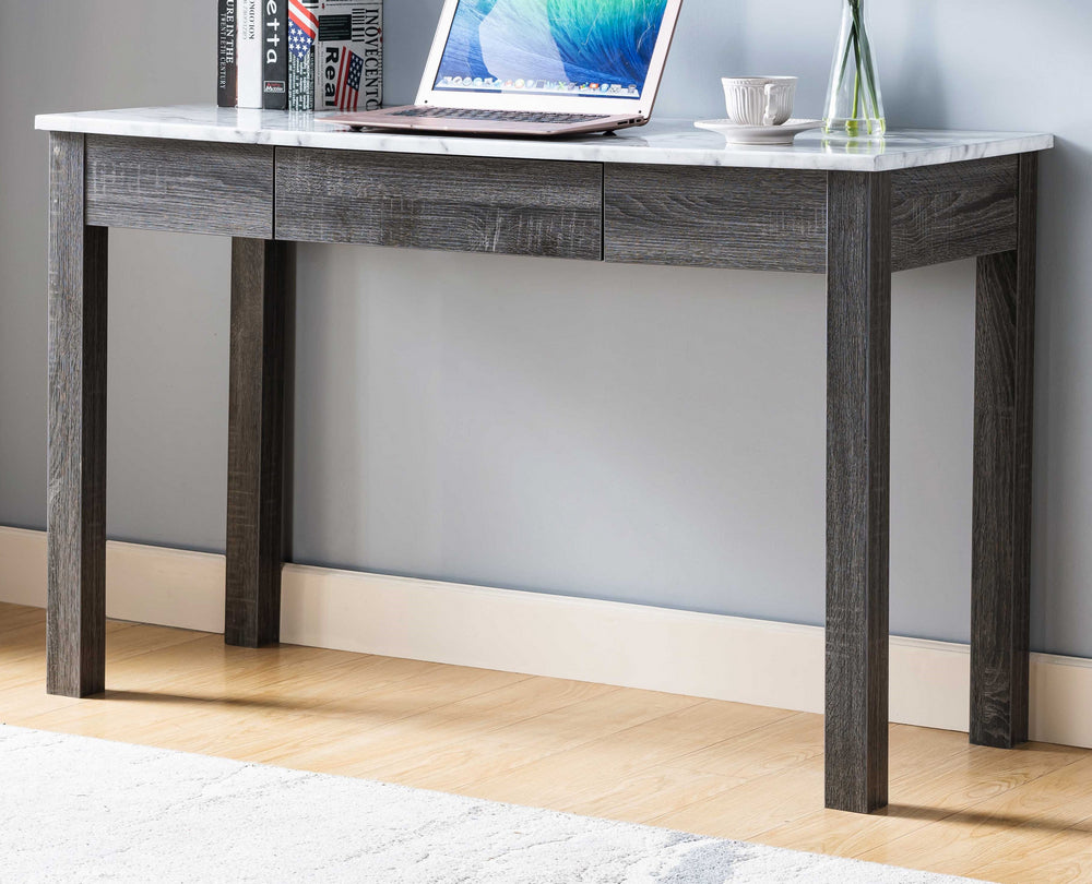 Bente White Faux Marble/Distressed Grey Wood Desk