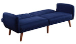 Bernstein Blue Linen Channel Tufted Adjustable Sofa Bed