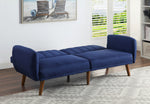 Bernstein Blue Linen Channel Tufted Adjustable Sofa Bed