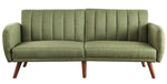 Bernstein Green Linen Channel Tufted Adjustable Sofa Bed