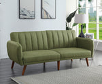 Bernstein Green Linen Channel Tufted Adjustable Sofa Bed