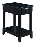 Bertie Black Wood Side Table with Drawer & Shelf