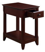 Bertie Espresso Wood Side Table with Drawer & Shelf