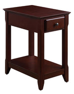 Bertie Espresso Wood Side Table with Drawer & Shelf