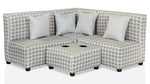 Bethanie Green Fabric Kids Sectional w/Ottoman