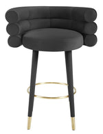 Betty Modern Black Velvet Bar Stool