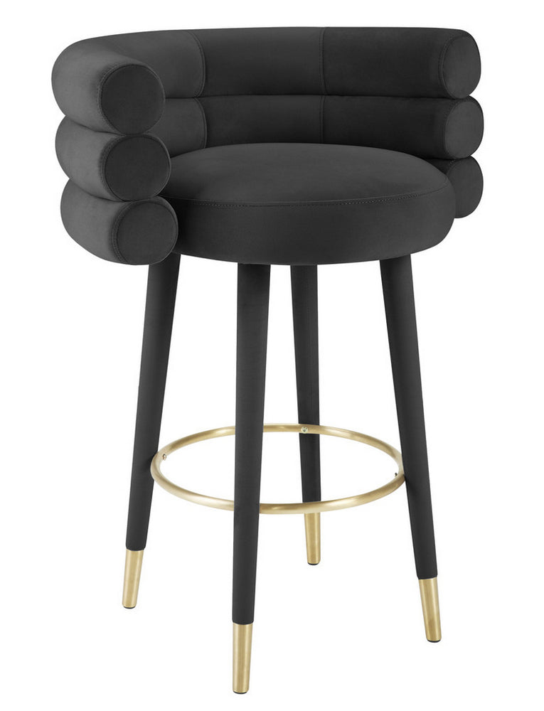 Betty Modern Black Velvet Bar Stool