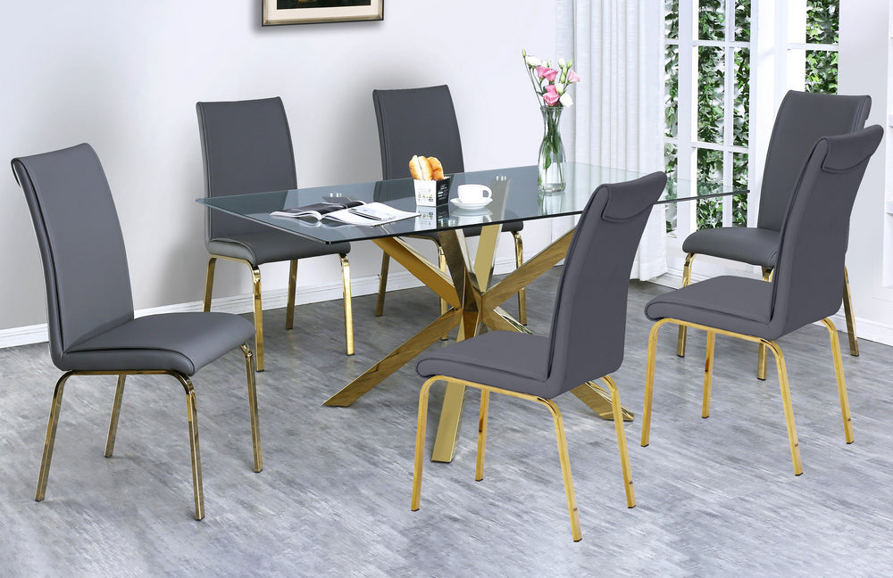 Beverley 7-Pc Black/Gold Dining Table Set