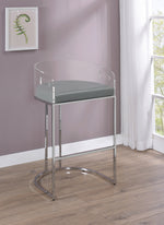 Blaer 2 Grey Leatherette/Chrome Metal Bar Stools