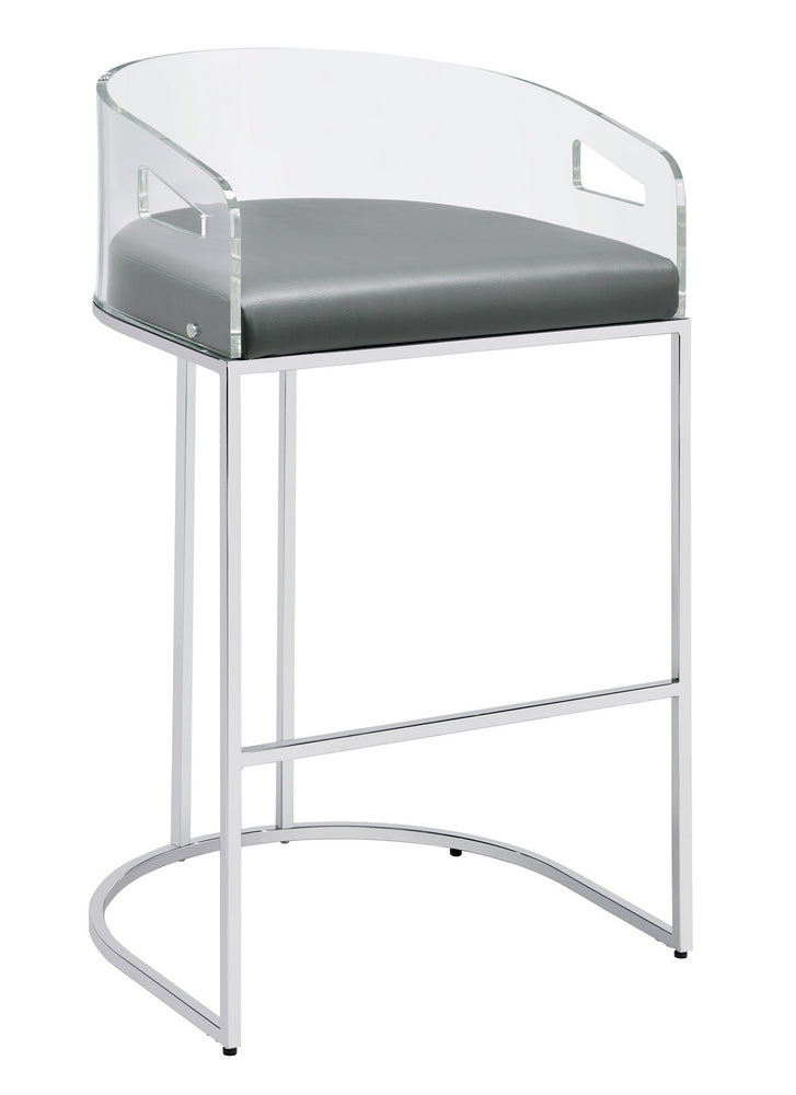 Blaer 2 Grey Leatherette/Chrome Metal Bar Stools