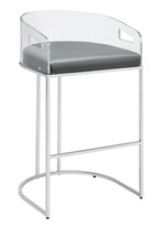 Blaer 2 Grey Leatherette/Chrome Metal Bar Stools