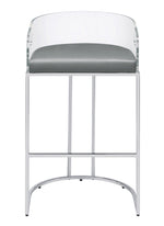 Blaer 2 Grey Leatherette/Chrome Metal Bar Stools