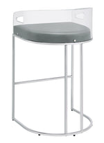 Blaer 2 Grey Leatherette/Chrome Metal Bar Stools