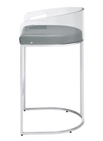 Blaer 2 Grey Leatherette/Chrome Metal Bar Stools