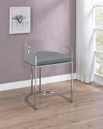 Blaer 2 Grey Leatherette/Chrome Metal Counter Height Stools