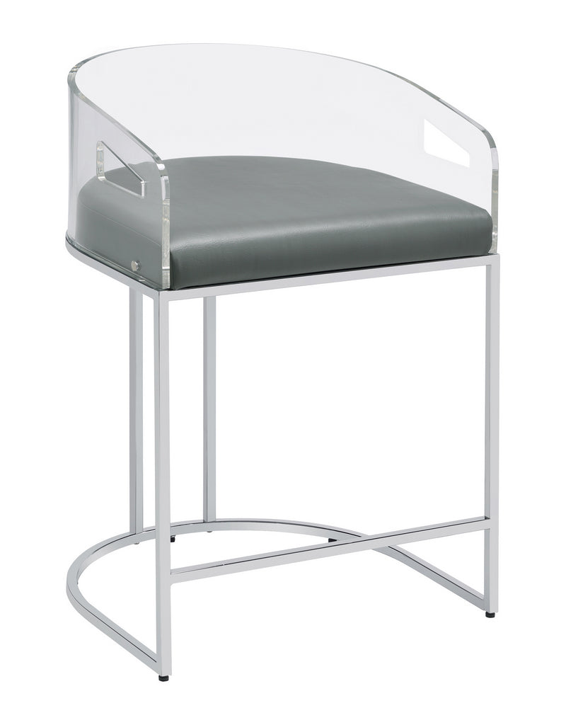 Blaer 2 Grey Leatherette/Chrome Metal Counter Height Stools