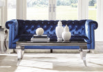 Bleker 2-Pc Blue Velvet Button Tufted Sofa Set