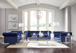 Bleker Blue Velvet Button Tufted Loveseat