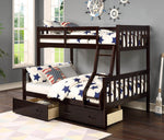 Blerta Espresso Wood Twin over Full Bunk Bed