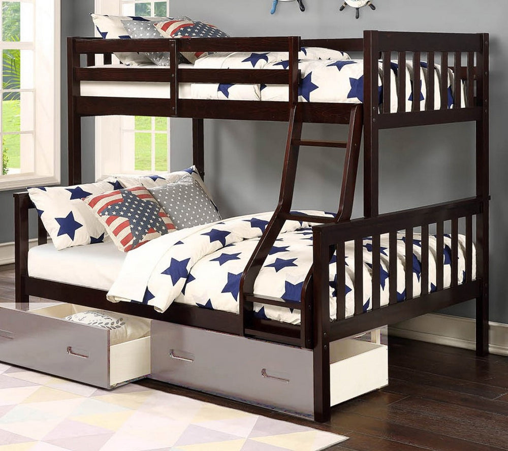 Blerta Espresso Wood Twin over Full Bunk Bed