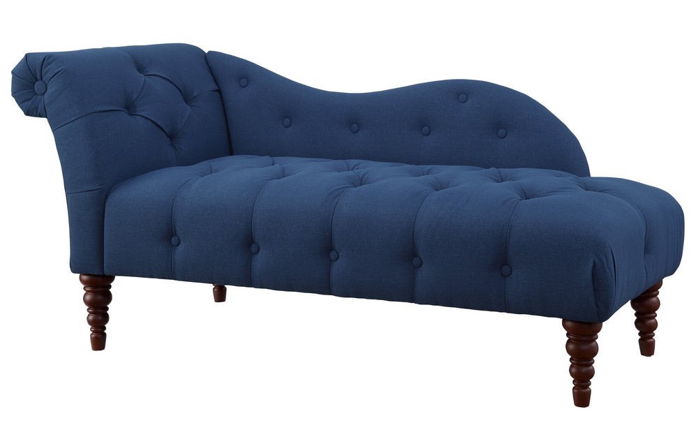 Blue Hill Blue Fabric Button Tufted Chaise