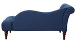 Blue Hill Blue Fabric Button Tufted Chaise