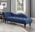 Blue Hill Blue Fabric Button Tufted Chaise