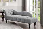 Blue Hill Dove Gray Fabric Button Tufted Chaise