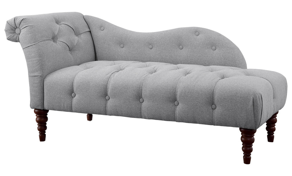 Blue Hill Dove Gray Fabric Button Tufted Chaise