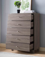 Bluma Dark Taupe Wood 5-Drawer Chest